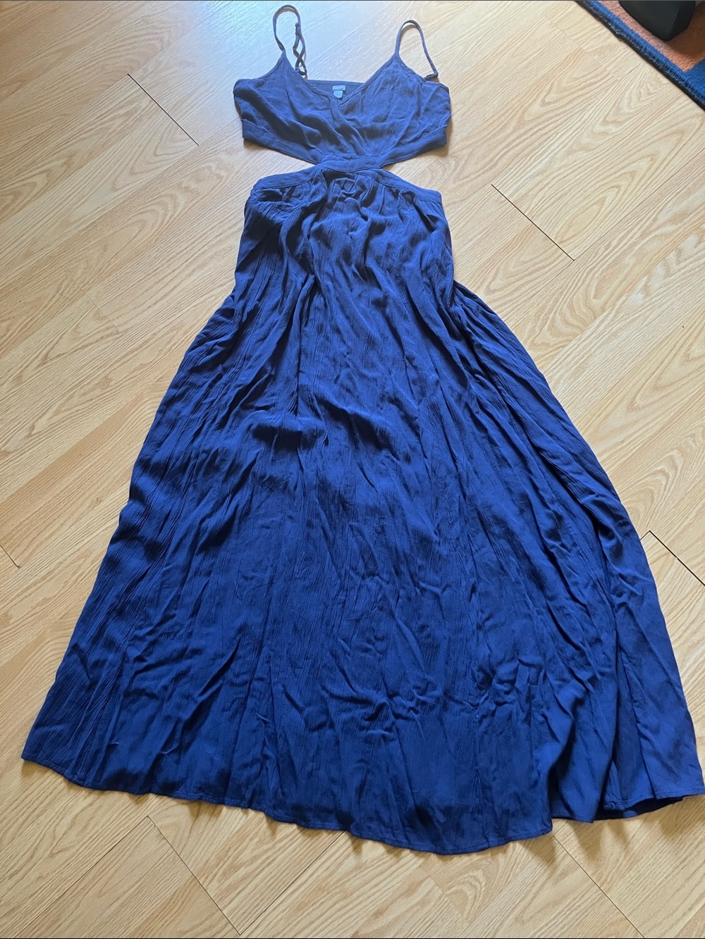 aerie Deep Blue Maxi Dress with Cutout Bodice